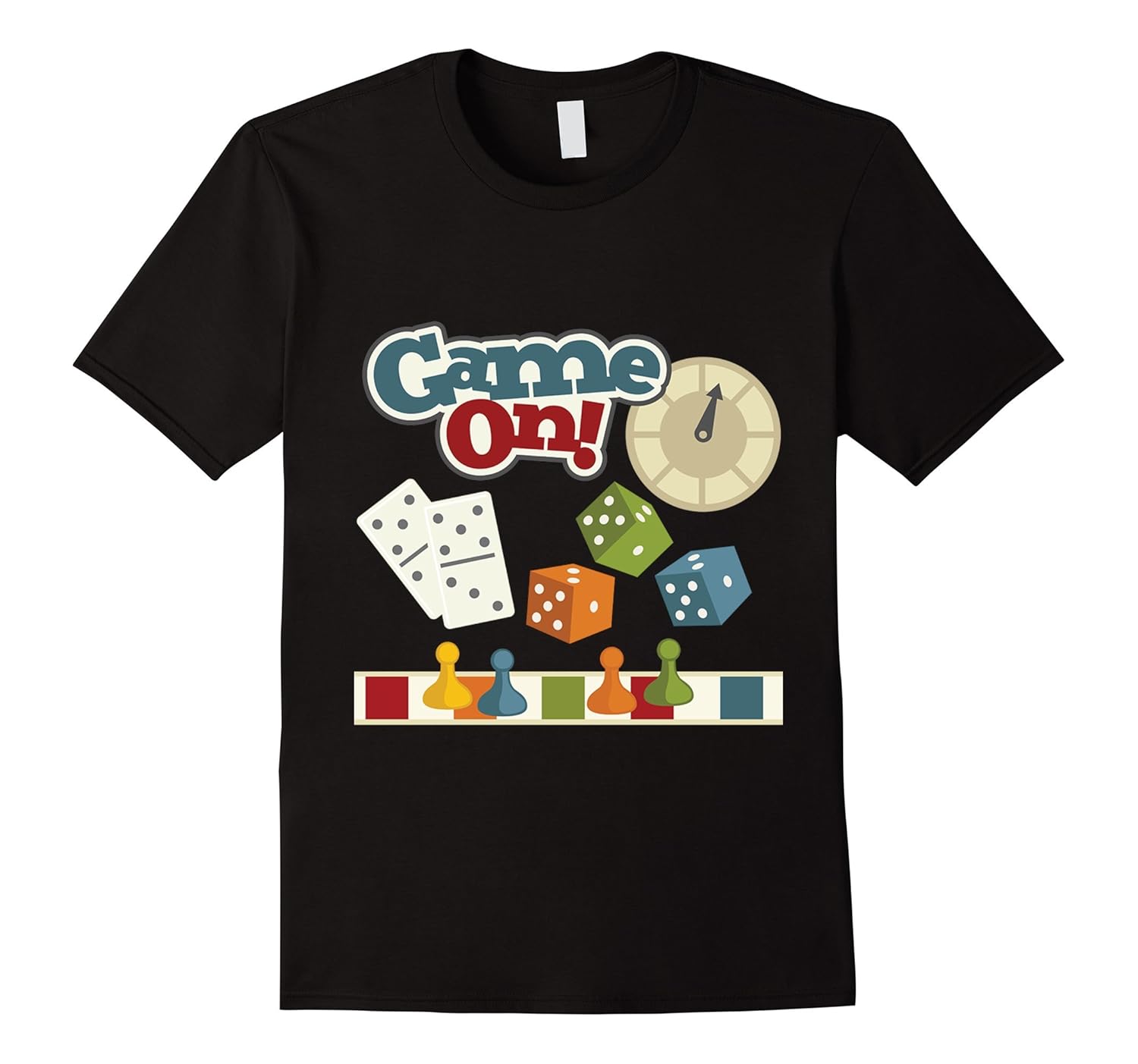 Game On! Board Game Pieces Dominoes Spinner Graphic T-Shirt-BN
